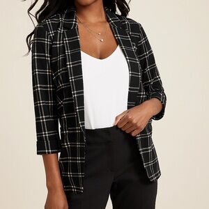 NWT Maurice’s Black and Cream Windowpane Blazer